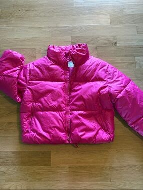 Bright Pink Puffer Jacket with Zip Pockets